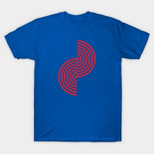 Groovy Waves - Bright Red on Dark Blue T-Shirt